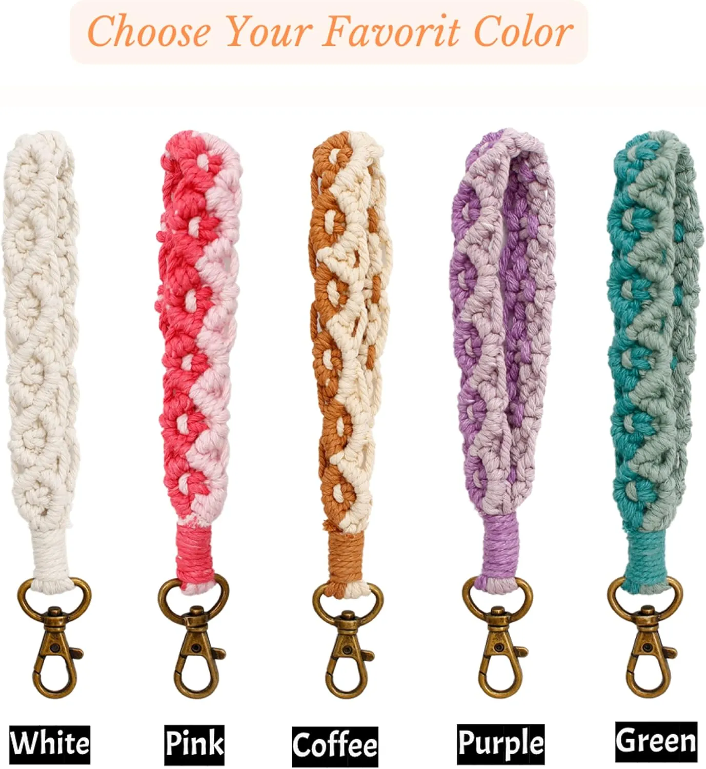 Macrame Keychain Wristlet Keychains for Women Wrist Lanyard for Keys Car Keys Cute Key Chains Boho Keyring Bracelet for Girls