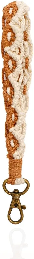 Macrame Keychain Wristlet Keychains for Women Wrist Lanyard for Keys Car Keys Cute Key Chains Boho Keyring Bracelet for Girls