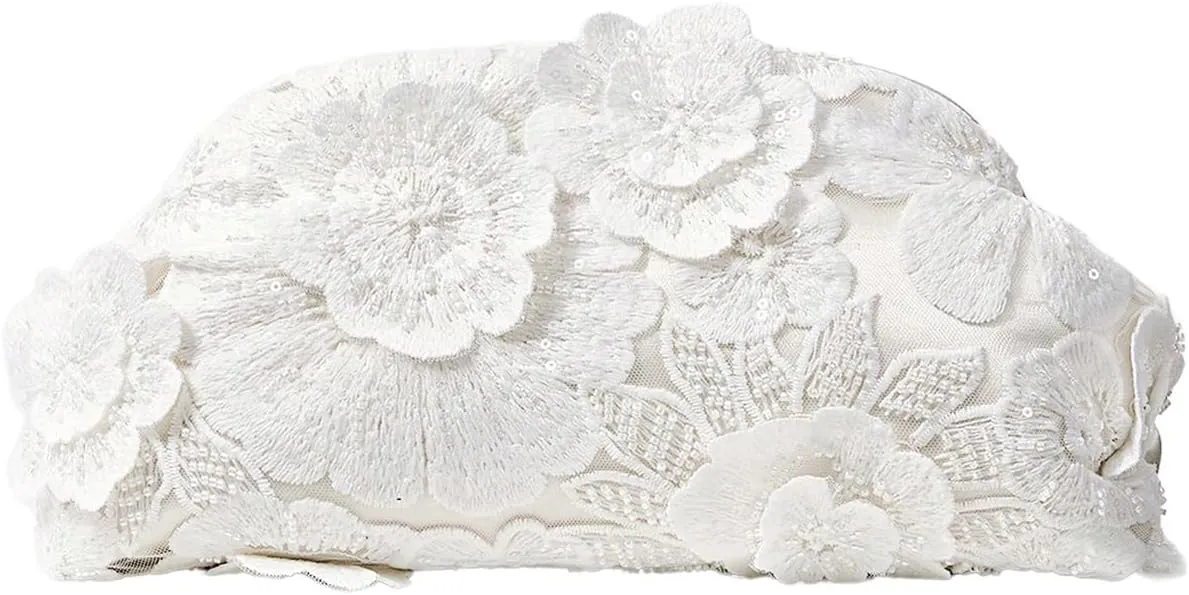 MakeMeChic Women's 3D Flower Evening Bag Lace Appliques Clutch Purse Underarm Handbags