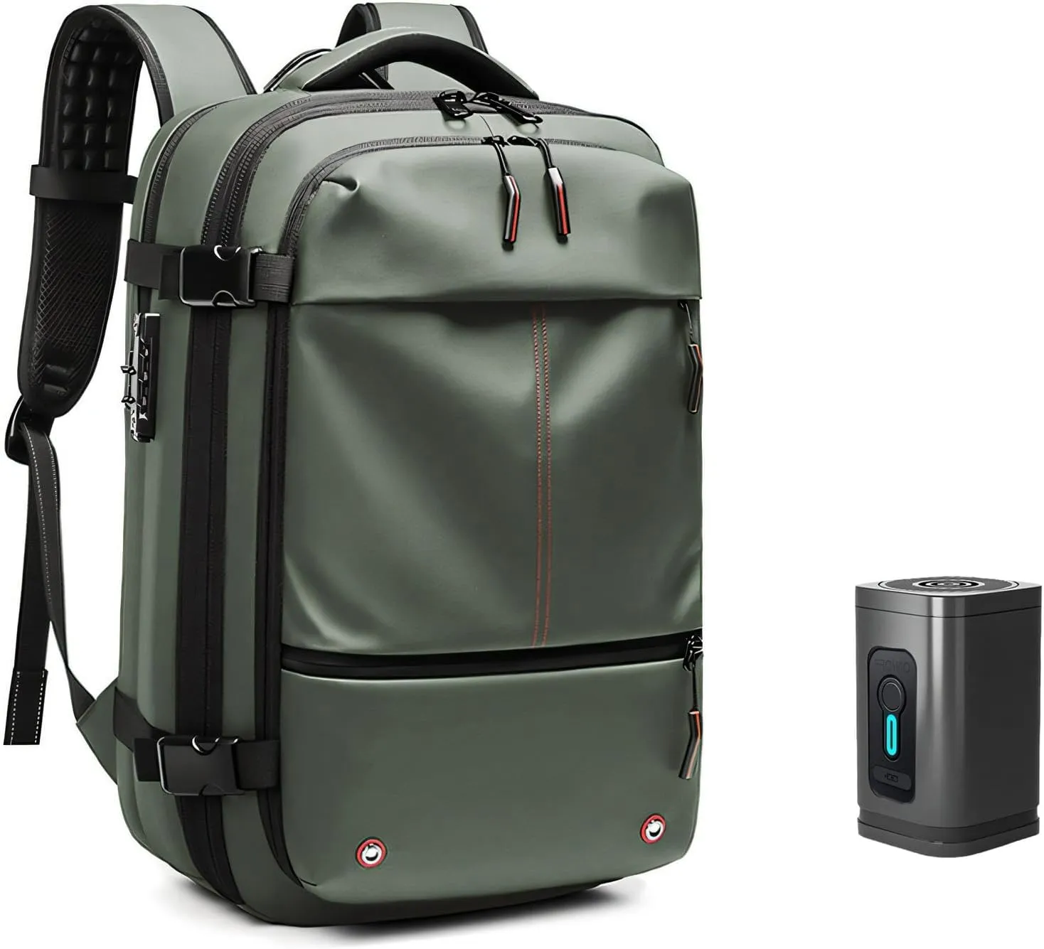 Maklot Airmak Vacuum Backpack with Pump, 2024 New Premium 60L Expandable Waterproof Vacuum Travel Backack (Army Green)