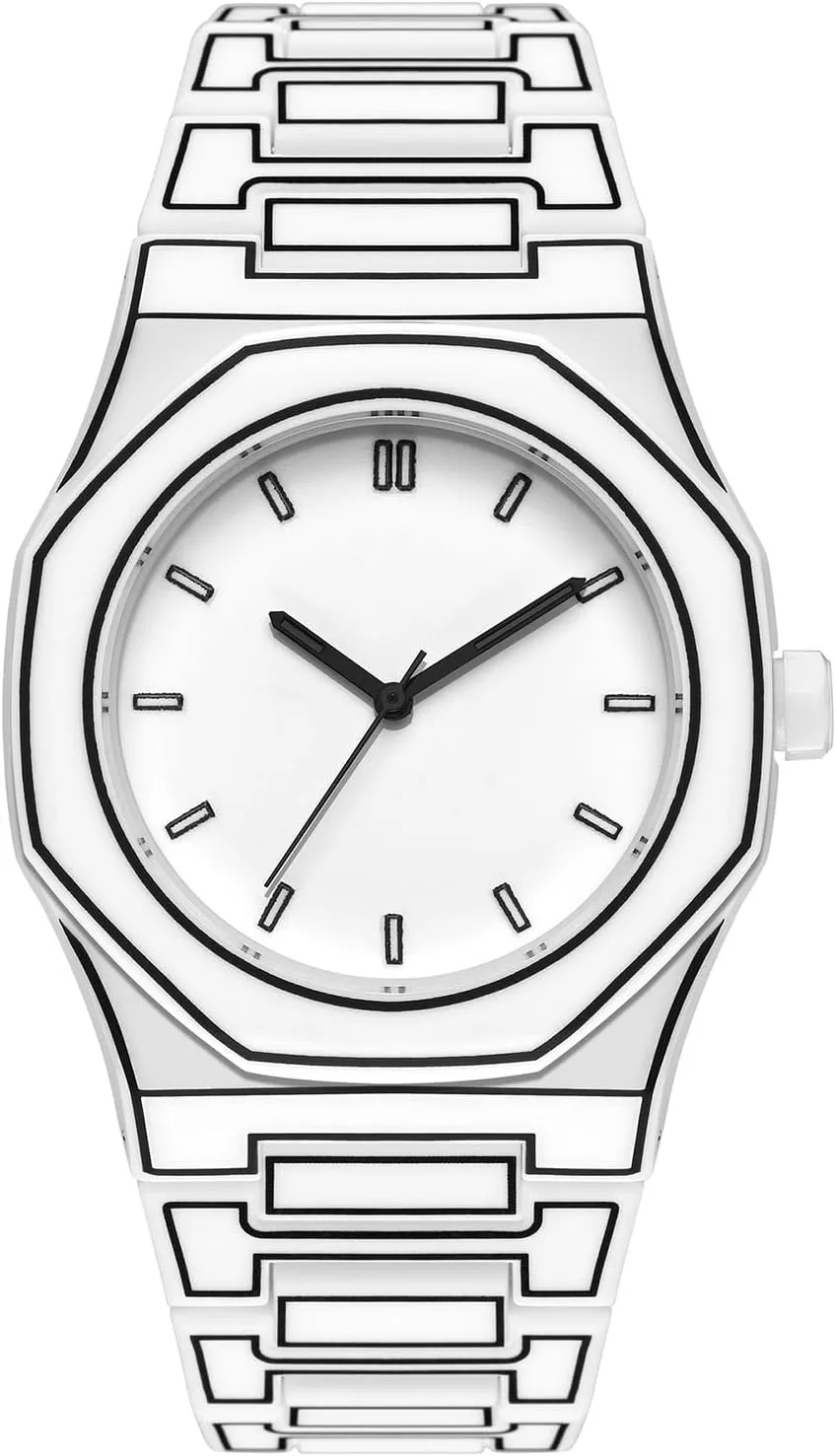 MASTOP Creative Sketch Watch for Men Minimalist Analog Quartz Wristwatch Black Cool Design Waterproof Comic Fashion Business Outdoor Sports Watch
