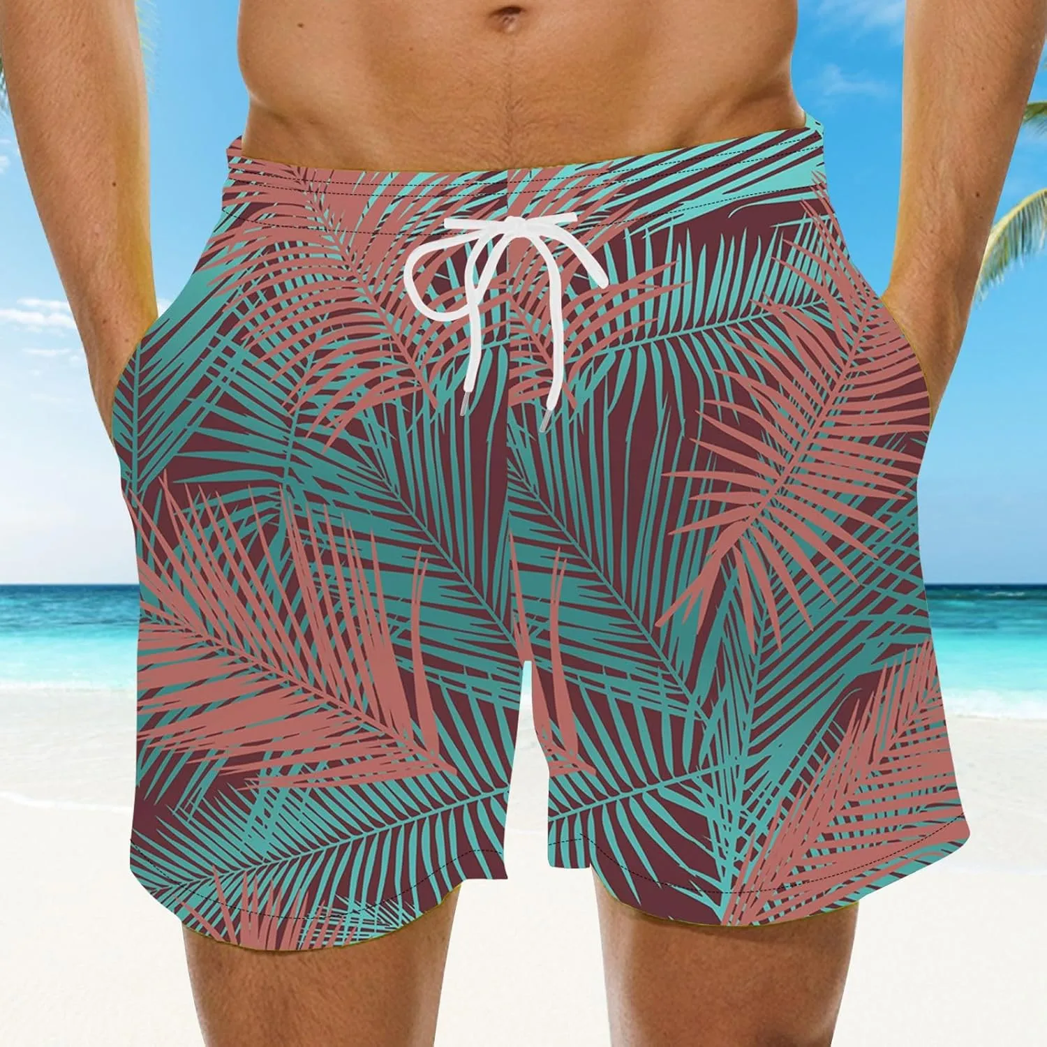 Matching Beach Outfits for Couples Plus Summer Beach Size Dinosaur Shorts Men's Pants Holiday Shorts Stretch Short