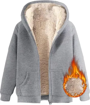 Men Sherpa Fleece Lined Hoodie Oversize Chunky Warm Heavyweight Sweatshirt Casual Full Zip Fuzzy Jacket Big and Tall