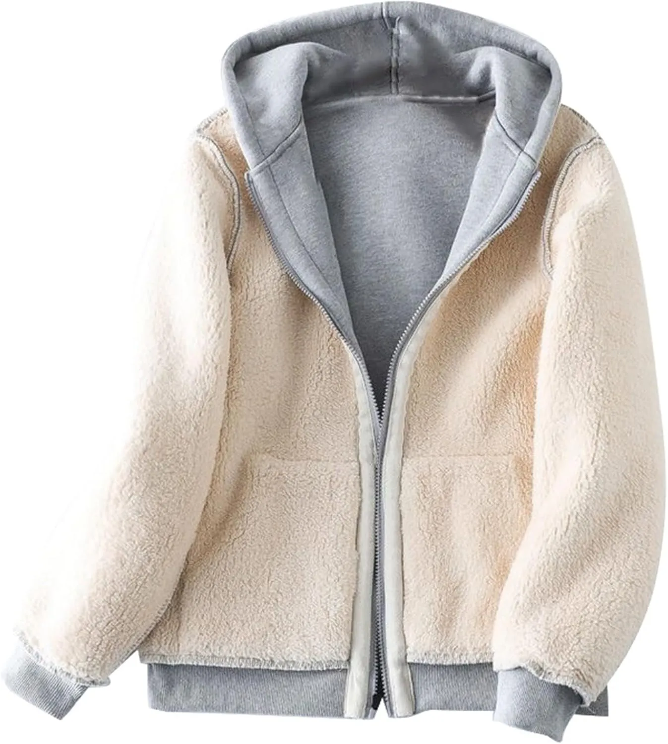 Men Sherpa Fleece Lined Hoodie Oversize Chunky Warm Heavyweight Sweatshirt Casual Full Zip Fuzzy Jacket Big and Tall
