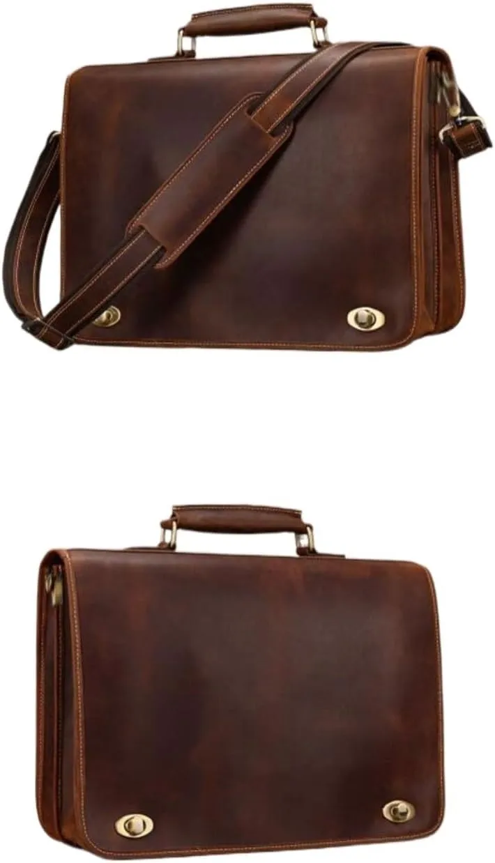 Mens Business Handbags Briefcases Messenger Shoulder Bags Carrying Cases Genuine Leather Laptop Bags