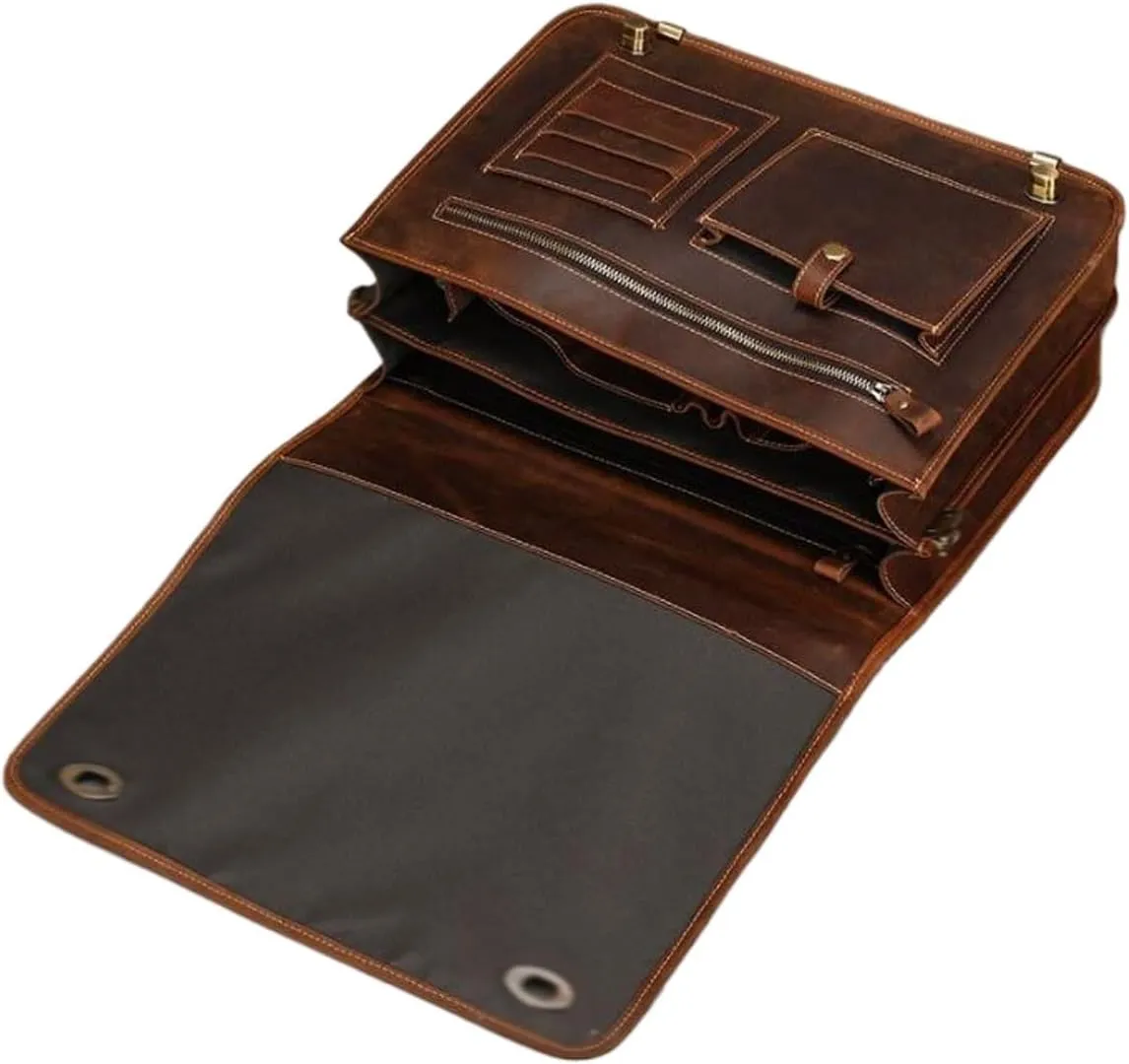 Mens Business Handbags Briefcases Messenger Shoulder Bags Carrying Cases Genuine Leather Laptop Bags