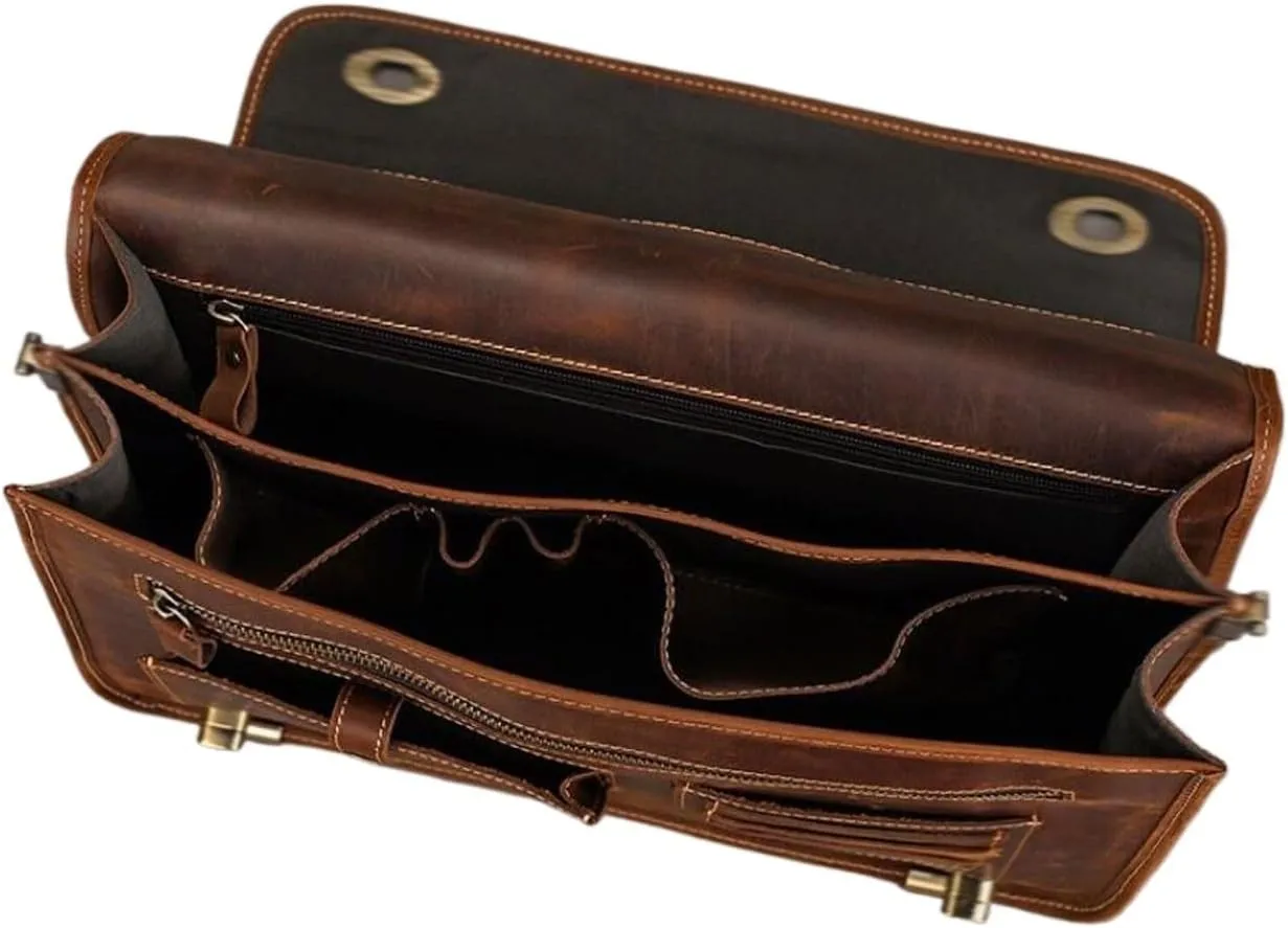 Mens Business Handbags Briefcases Messenger Shoulder Bags Carrying Cases Genuine Leather Laptop Bags