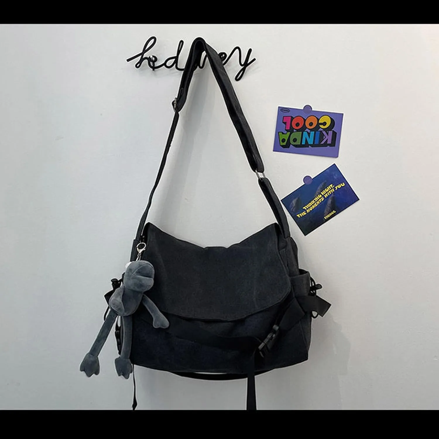 Men's canvas bag, men's and women's Japanese casual crossbody bag, men's large capacity canvas messenger bag