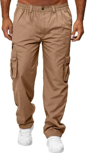 Mens Cargo Jeans with Leg Pockets Loose Fit Cargo Pants Baggy Work Golf Trousers Casual Slacks
