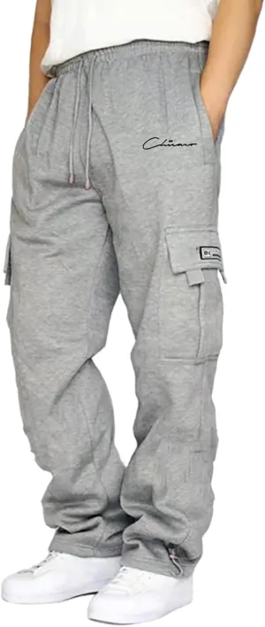 Men's Cargo Pants Plus Size Pocket Lace Up Elastic Waist Pants Trousers Overall Cute Plush