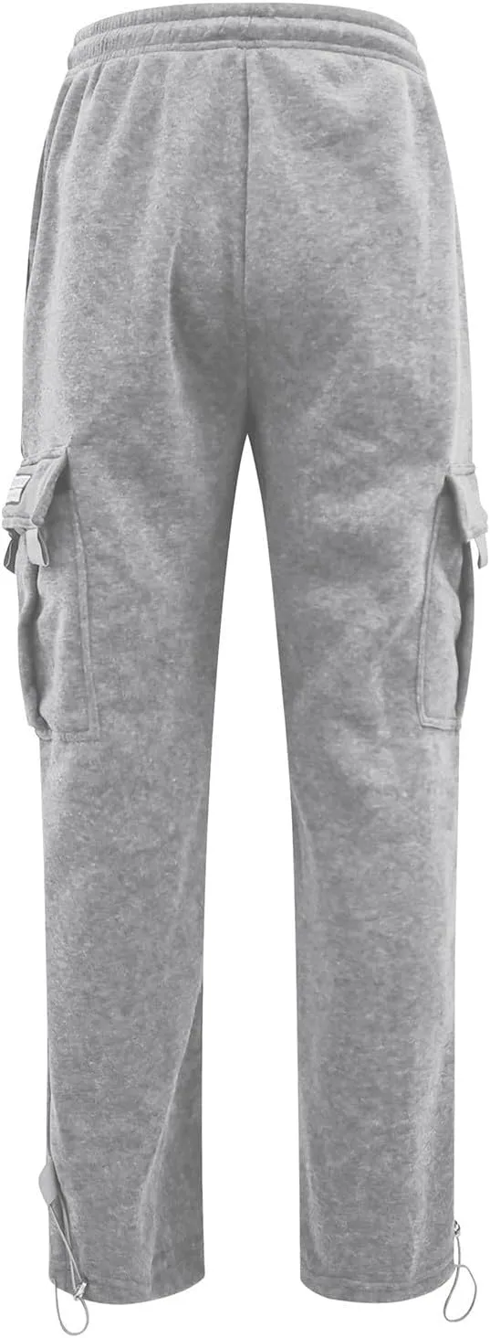 Men's Cargo Pants Plus Size Pocket Lace Up Elastic Waist Pants Trousers Overall Cute Plush