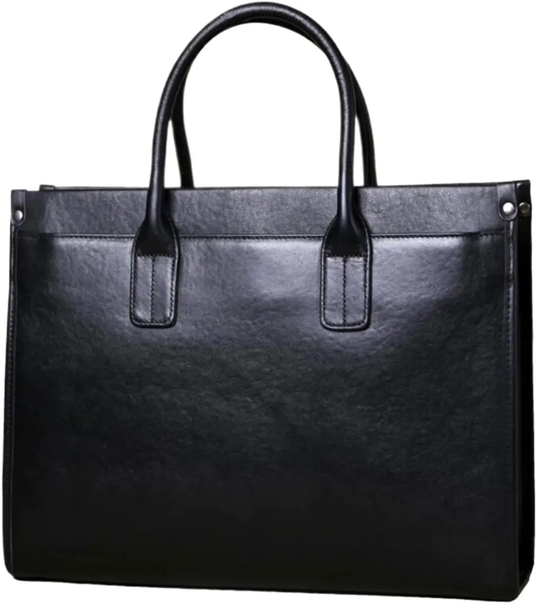 Mens Computer Handbags Leather Messenger Shoulder Bags Laptop Bags Carrying Cases 15Inch Briefcases