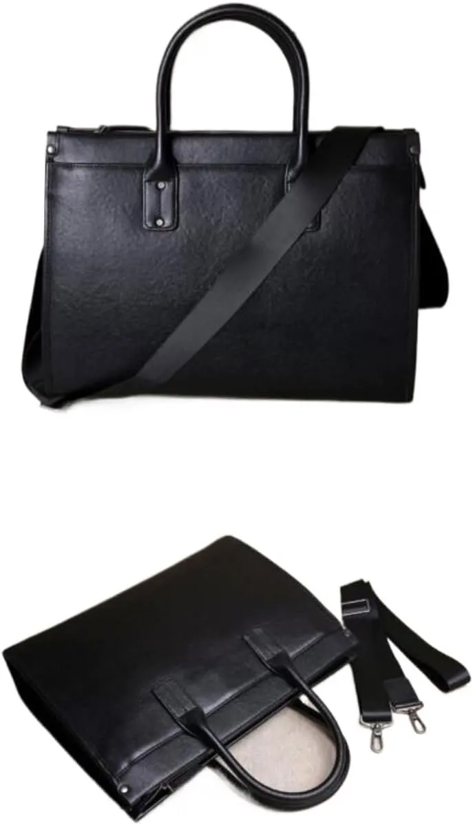 Mens Computer Handbags Leather Messenger Shoulder Bags Laptop Bags Carrying Cases 15Inch Briefcases