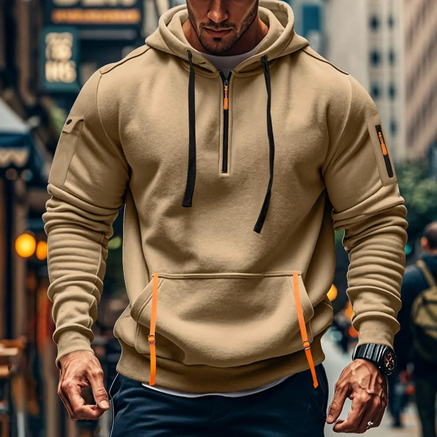 Men's Hoodies Stylish Fall Trendy Long Sleeve Lightweight Drawstring Hoodies Outerwear Fashion Soft Sweatshirt