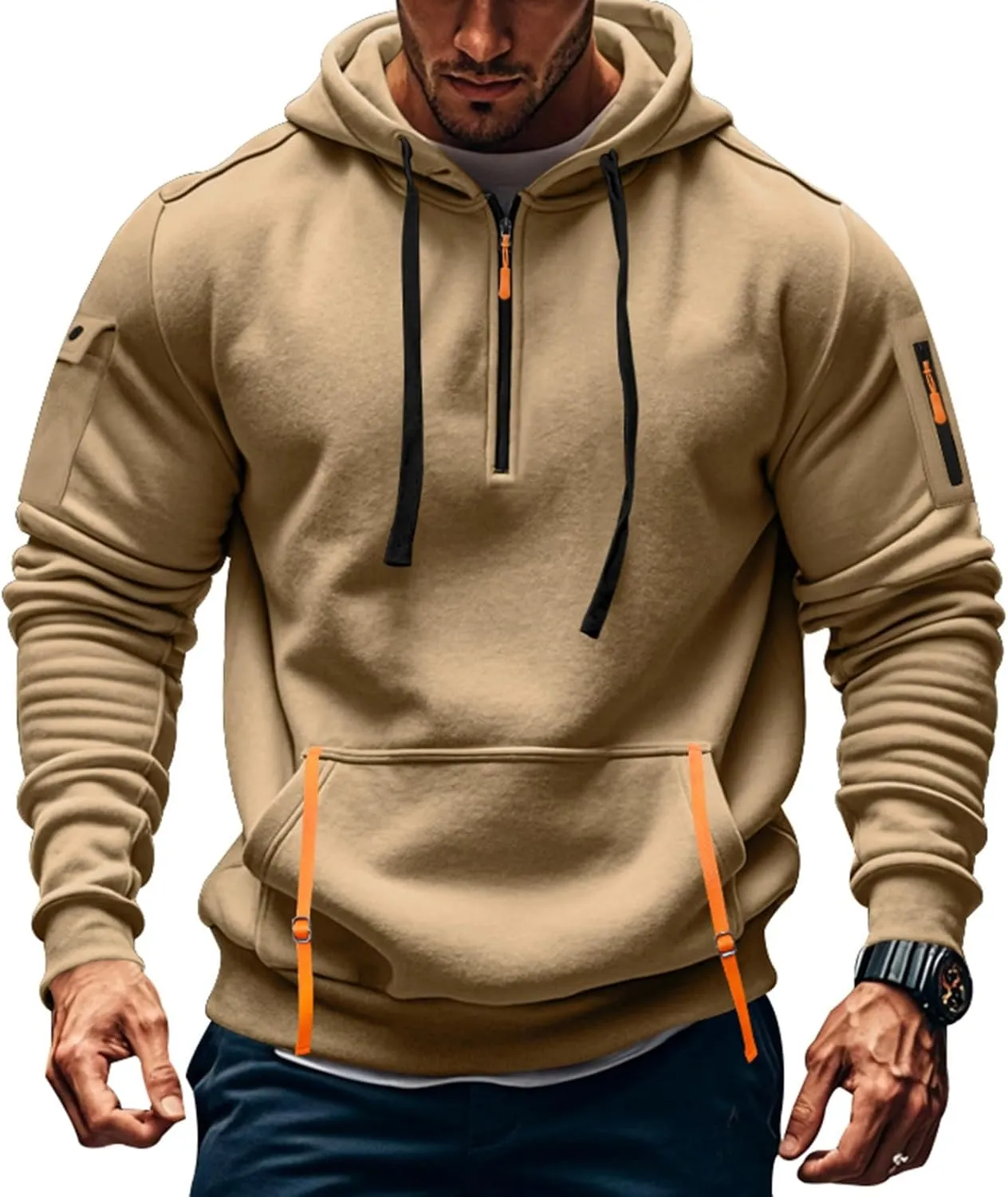 Men's Hoodies Stylish Fall Trendy Long Sleeve Lightweight Drawstring Hoodies Outerwear Fashion Soft Sweatshirt