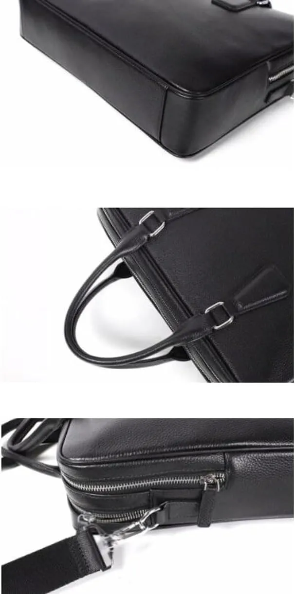 Mens Laptop Bags Briefcases Genuine Leather Messenger Shoulder Bags Carrying Cases Handbags