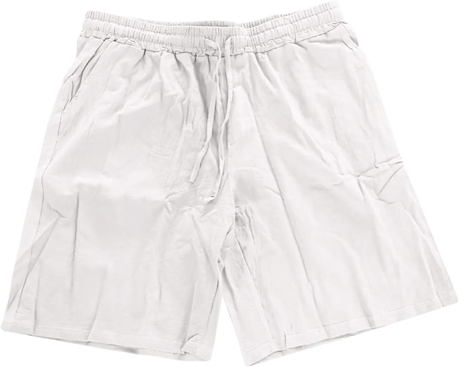 Men's Linen Shorts Casual Elastic Waist Drawstring 2025 Summer Beach Shorts