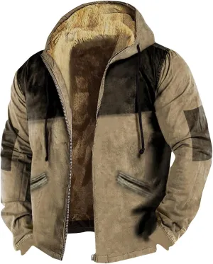 Men's Sherpa Lined Full Zip Fleece Hoodie Heavyweight Fleece Sweatshirt Thick Sherpa Lined Shirts