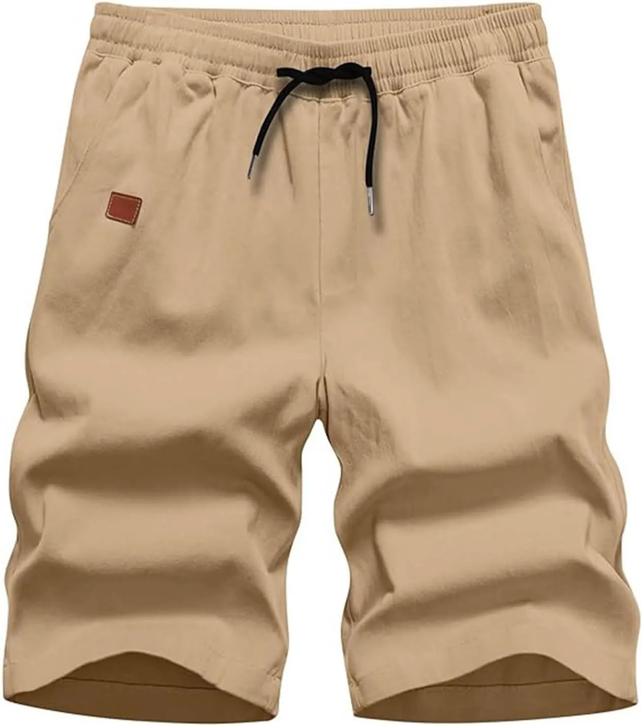 Mens Shorts 7 Inch, Mens Casual Shorts - Cotton Drawstring Summer Beach Stretch Twill Chino Golf Shorts with Pockets