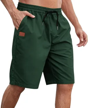 Mens Shorts 7 Inch, Mens Casual Shorts - Cotton Drawstring Summer Beach Stretch Twill Chino Golf Shorts with Pockets
