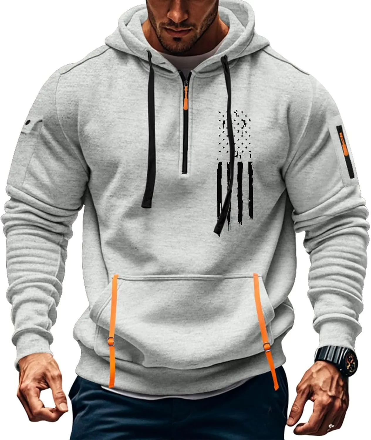 Mens Sweatshirts 1/4 Zip Stylish Lightweight Soft Drawstring Hoodies for Men Comfort Casual Hoodie with Pockets
