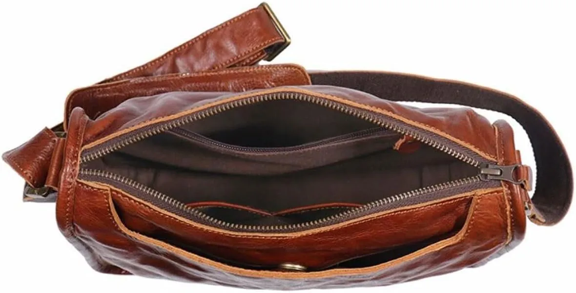Messenger Shoulder Bags Mens Briefcases Waist Packs Genuine Leather Crossbody Bags Casual Daypacks 11.4Inch