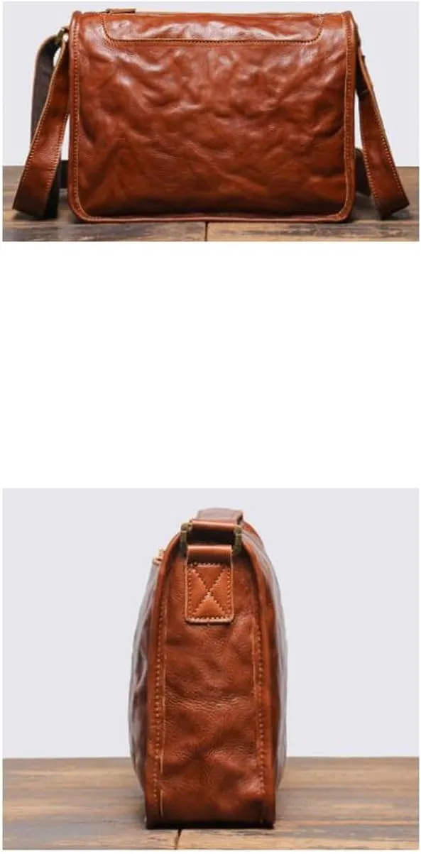 Messenger Shoulder Bags Mens Briefcases Waist Packs Genuine Leather Crossbody Bags Casual Daypacks 11.4Inch