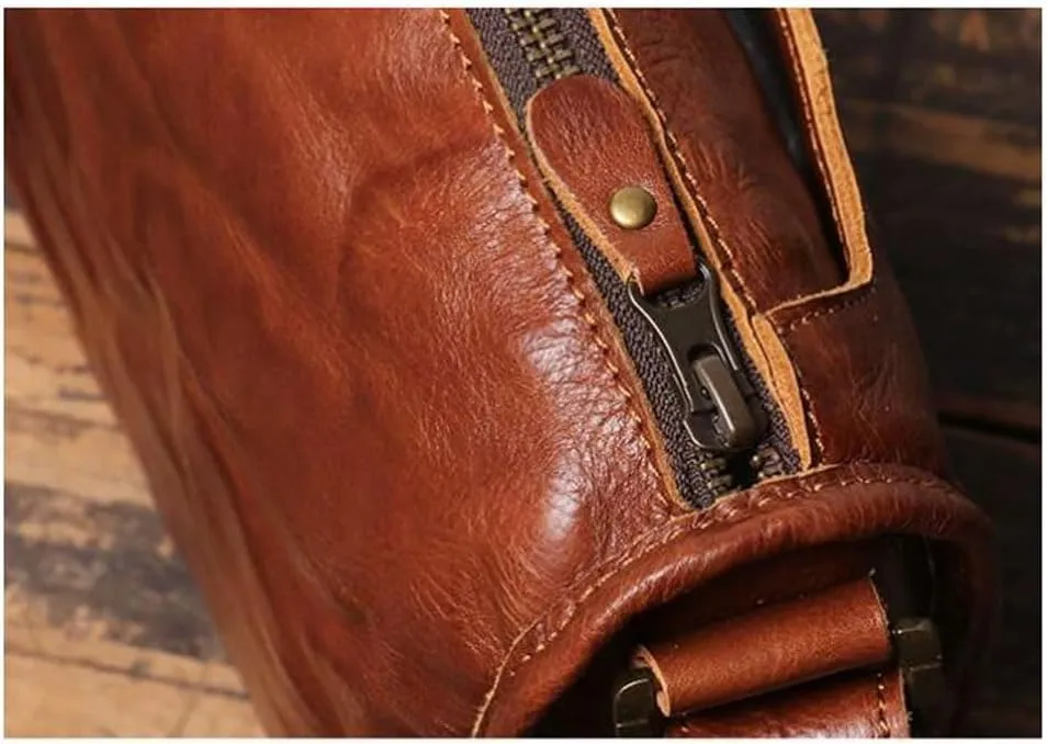 Messenger Shoulder Bags Mens Briefcases Waist Packs Genuine Leather Crossbody Bags Casual Daypacks 11.4Inch