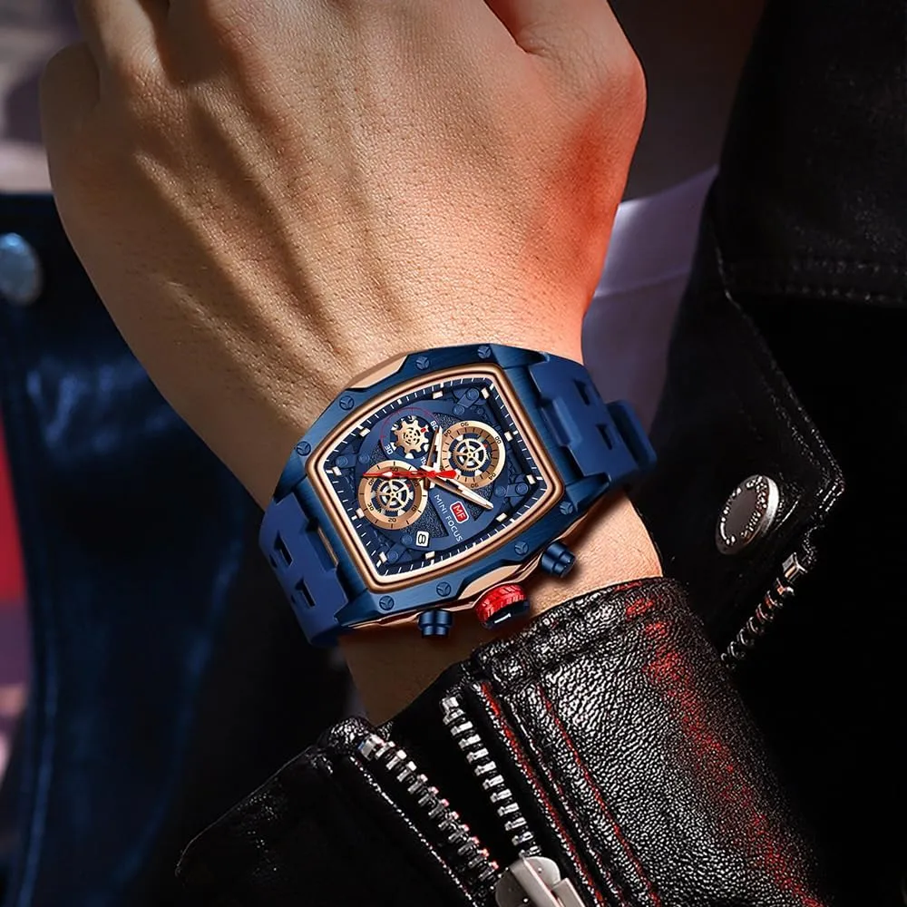 MF MINI FOCUS Men Watches Unique Casual Wrist Watches (Chronograph/Waterproof/Luminous/Calendar) Silicon Band Fashion Watches for Men