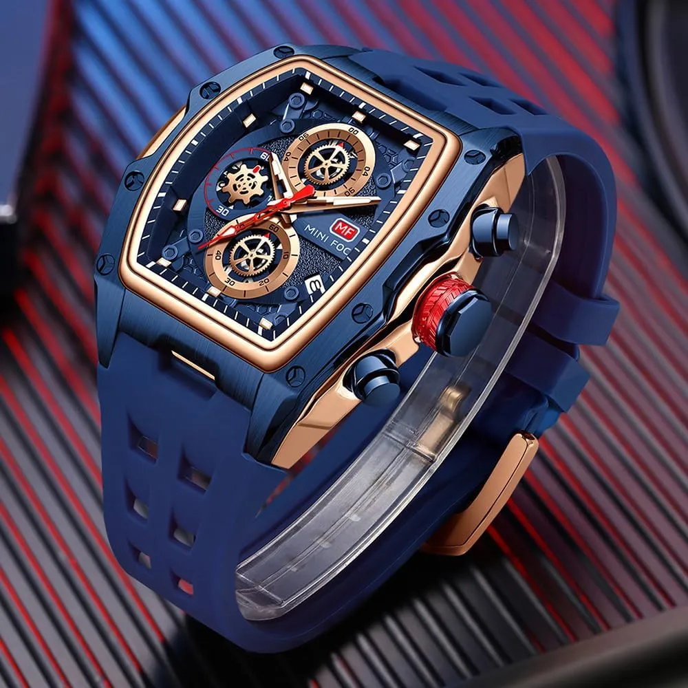 MF MINI FOCUS Men Watches Unique Casual Wrist Watches (Chronograph/Waterproof/Luminous/Calendar) Silicon Band Fashion Watches for Men