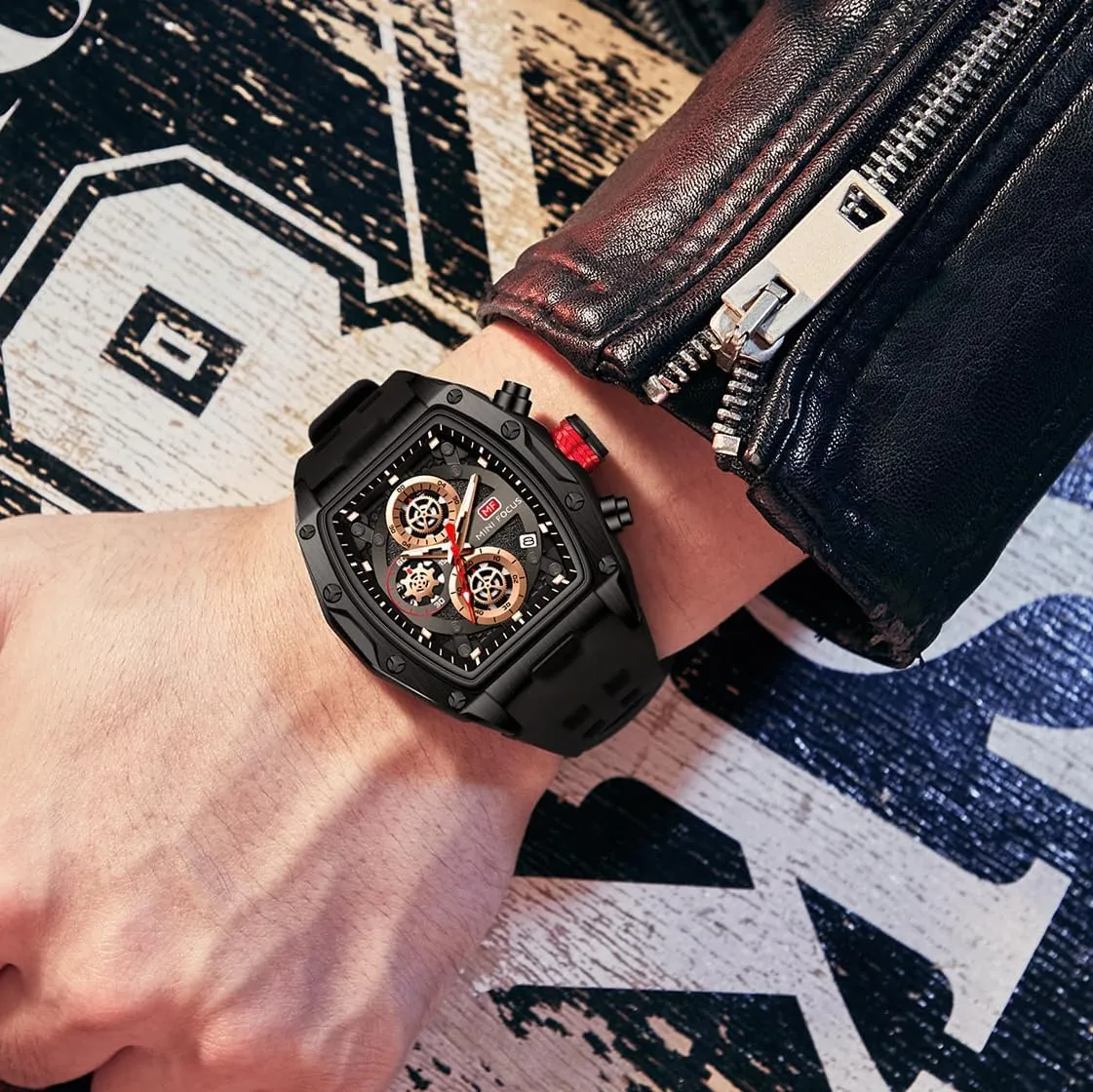 MF MINI FOCUS Men Watches Unique Casual Wrist Watches (Chronograph/Waterproof/Luminous/Calendar) Silicon Band Fashion Watches for Men