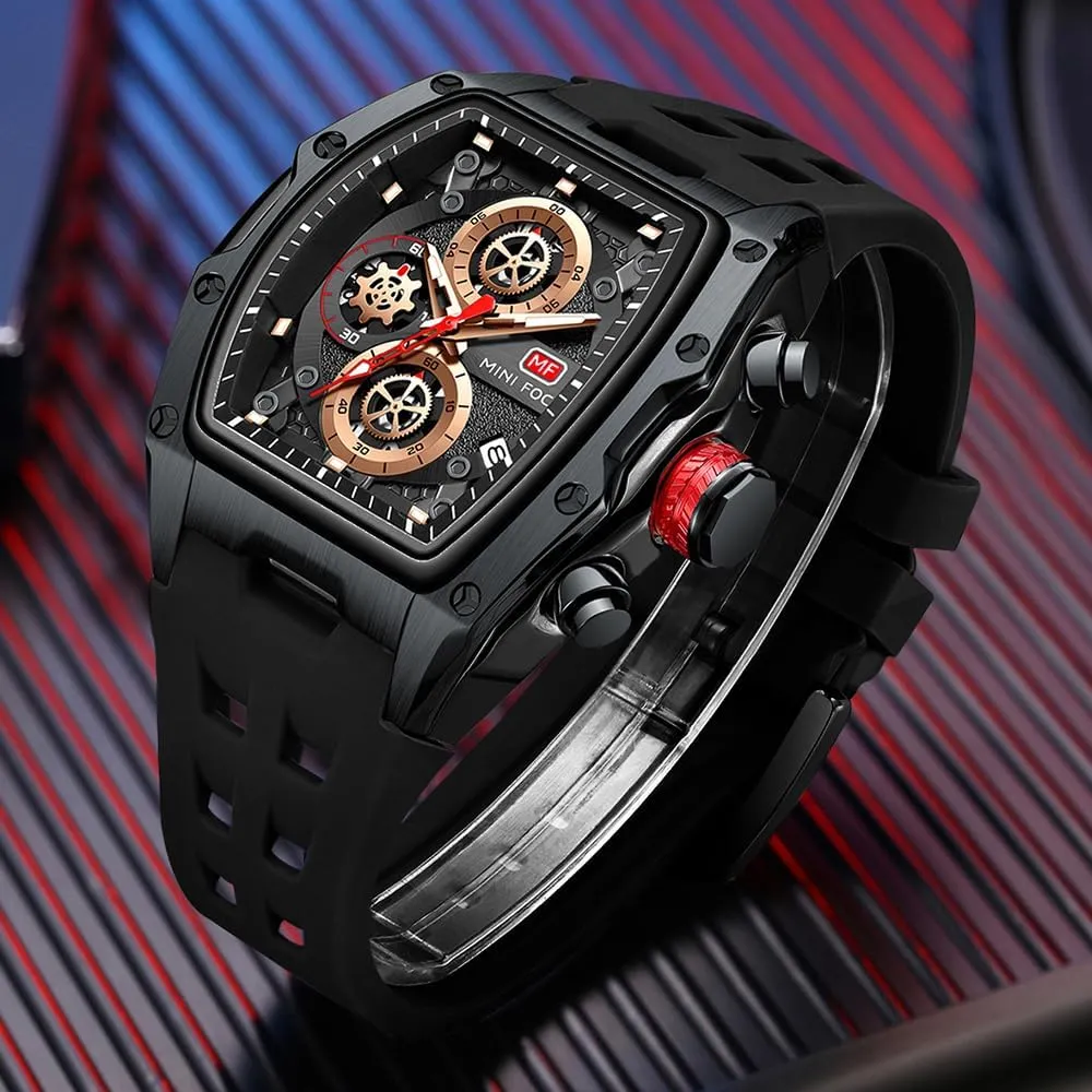 MF MINI FOCUS Men Watches Unique Wrist Watches (Chronograph/Waterproof/Luminous/Calendar) Soft Silicon Band Fashion Watches for Men