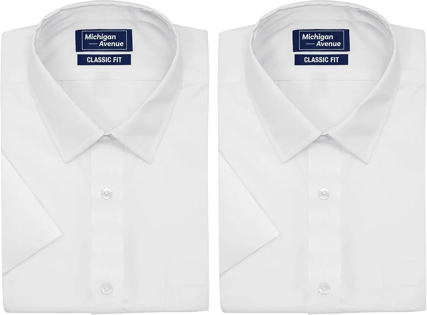 Michigan Avenue 2 Pack Mens Casual Comfort Cotton Blend Short Sleeve Button Down Wrinkle Resistant Poplin Dress Shirt