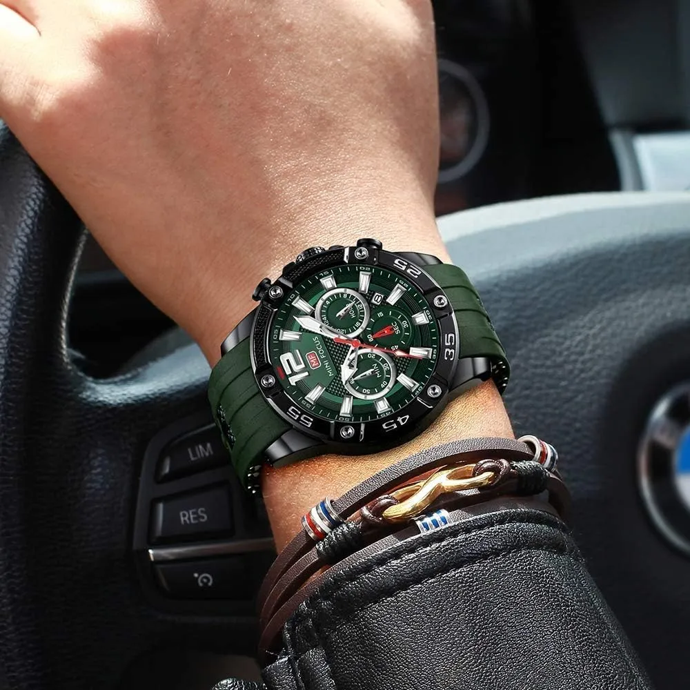 Mini Focus Men Watches Unique Casual Wrist Watches (Chronograph/Waterproof/Luminous/Calendar/24 Hours) Silicon Band Fashion Watches for Men