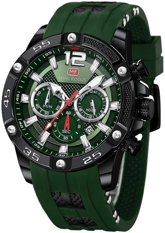Mini Focus Men Watches Unique Casual Wrist Watches (Chronograph/Waterproof/Luminous/Calendar/24 Hours) Silicon Band Fashion Watches for Men