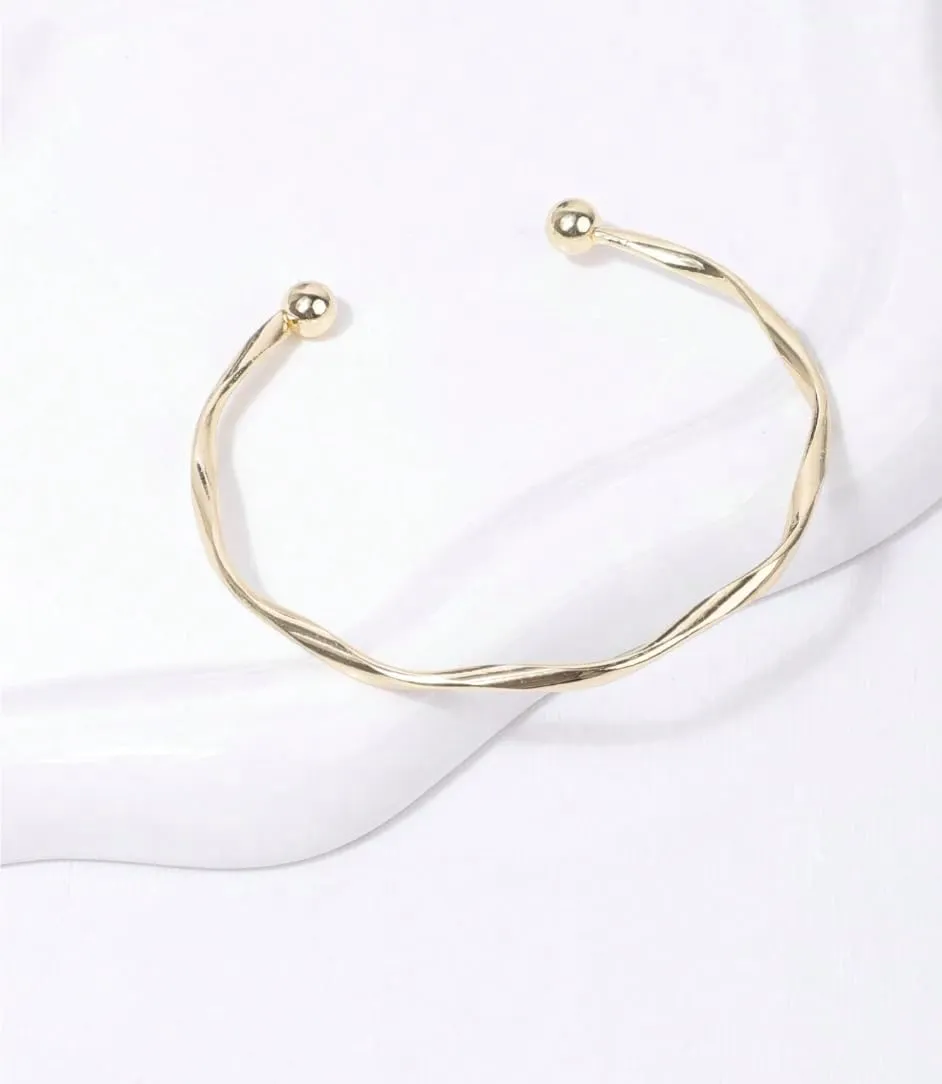 Minimalist Twist Knot Design Metal Bangle ?C Adjustable Twisted Braided Bracelet for Women, Versatile Gold Casual Accessory, Geometric Style, Perfect for Daily Wear, Elegent Jewlery