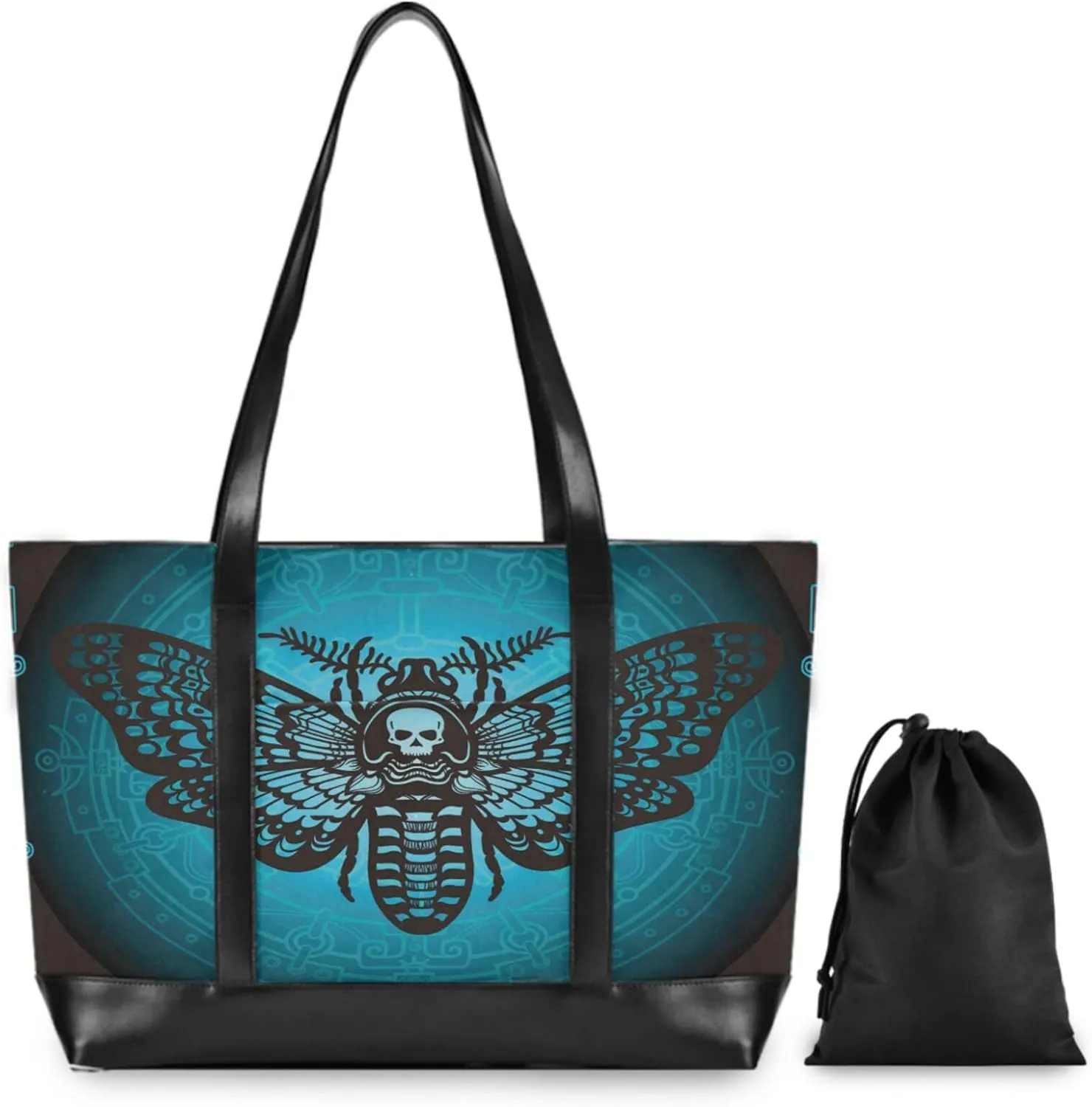 MNSRUU Laptop Bag for Women, Goth Laptop Tote Bag Canvas Laptop Shoulder Bag Large Womens Teacher Handbag