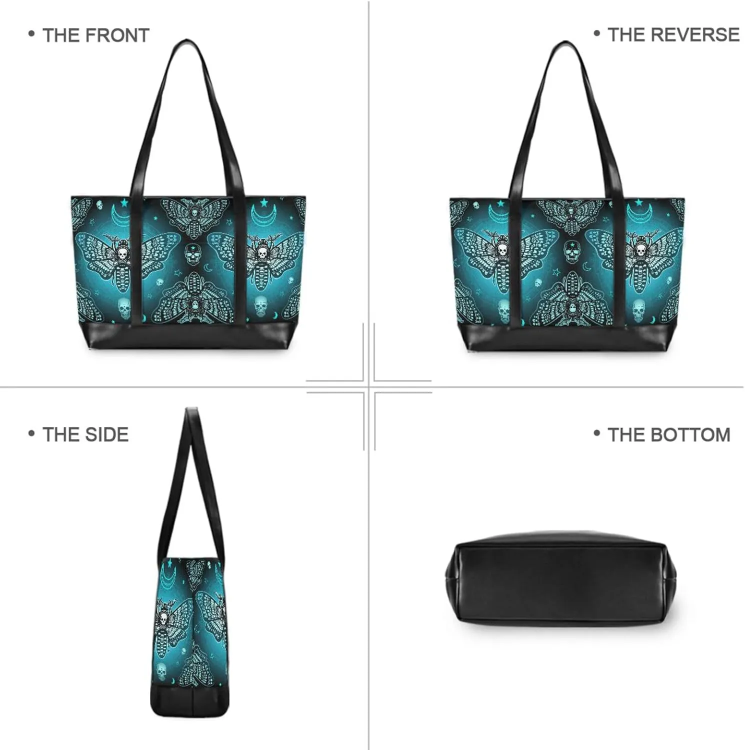MNSRUU Laptop Bag for Women, Goth Laptop Tote Bag Canvas Laptop Shoulder Bag Large Womens Teacher Handbag
