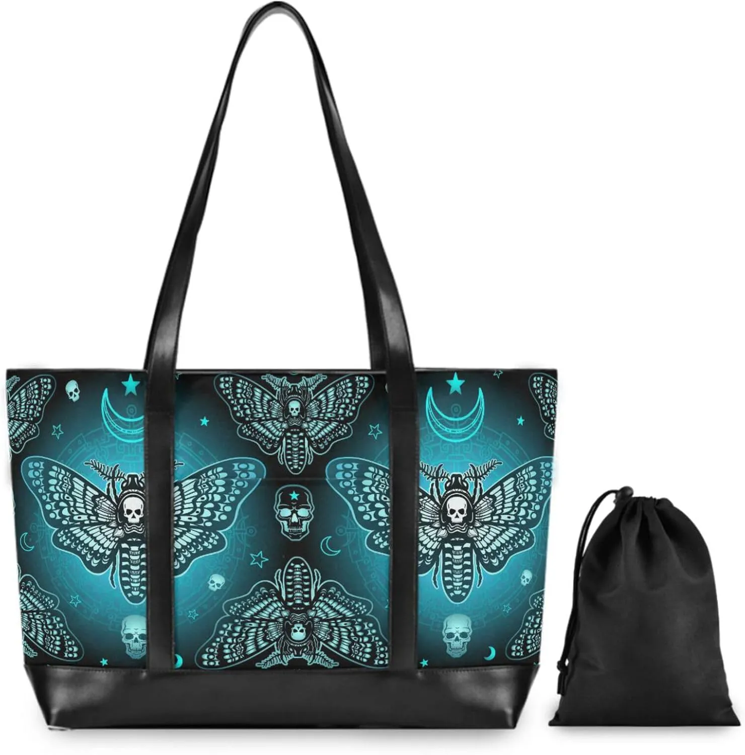 MNSRUU Laptop Bag for Women, Goth Laptop Tote Bag Canvas Laptop Shoulder Bag Large Womens Teacher Handbag