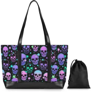 MNSRUU Laptop Bag for Women, Goth Laptop Tote Bag Canvas Laptop Shoulder Bag Large Womens Teacher Handbag