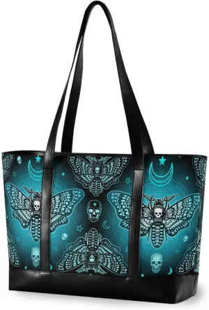 MNSRUU Laptop Bag for Women, Goth Laptop Tote Bag Canvas Laptop Shoulder Bag Large Womens Teacher Handbag