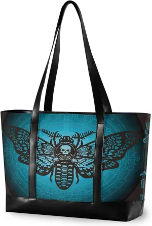 MNSRUU Laptop Bag for Women, Goth Laptop Tote Bag Canvas Laptop Shoulder Bag Large Womens Teacher Handbag