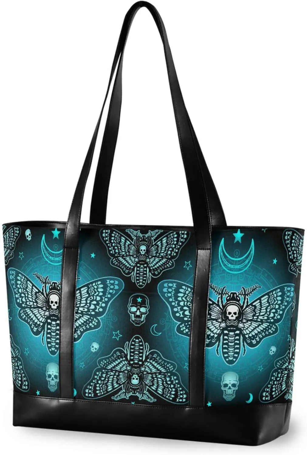 MNSRUU Laptop Bag for Women, Goth Laptop Tote Bag Canvas Laptop Shoulder Bag Large Womens Teacher Handbag