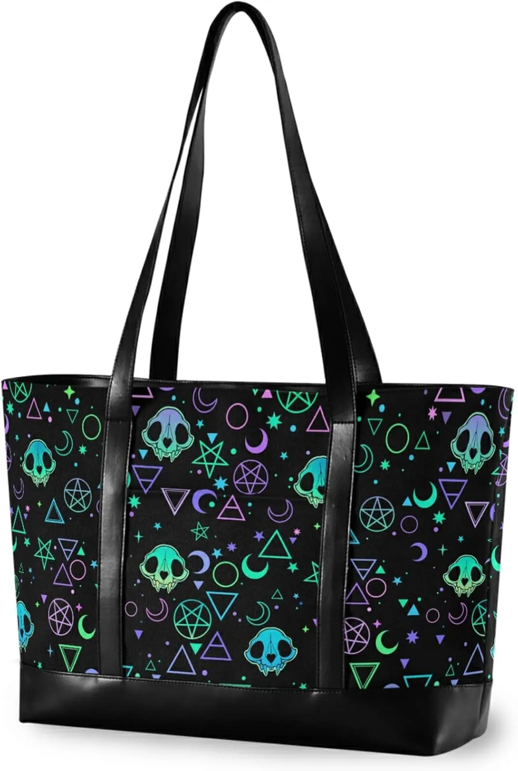 MNSRUU Laptop Bag for Women, Goth Laptop Tote Bag Canvas Laptop Shoulder Bag Large Womens Teacher Handbag
