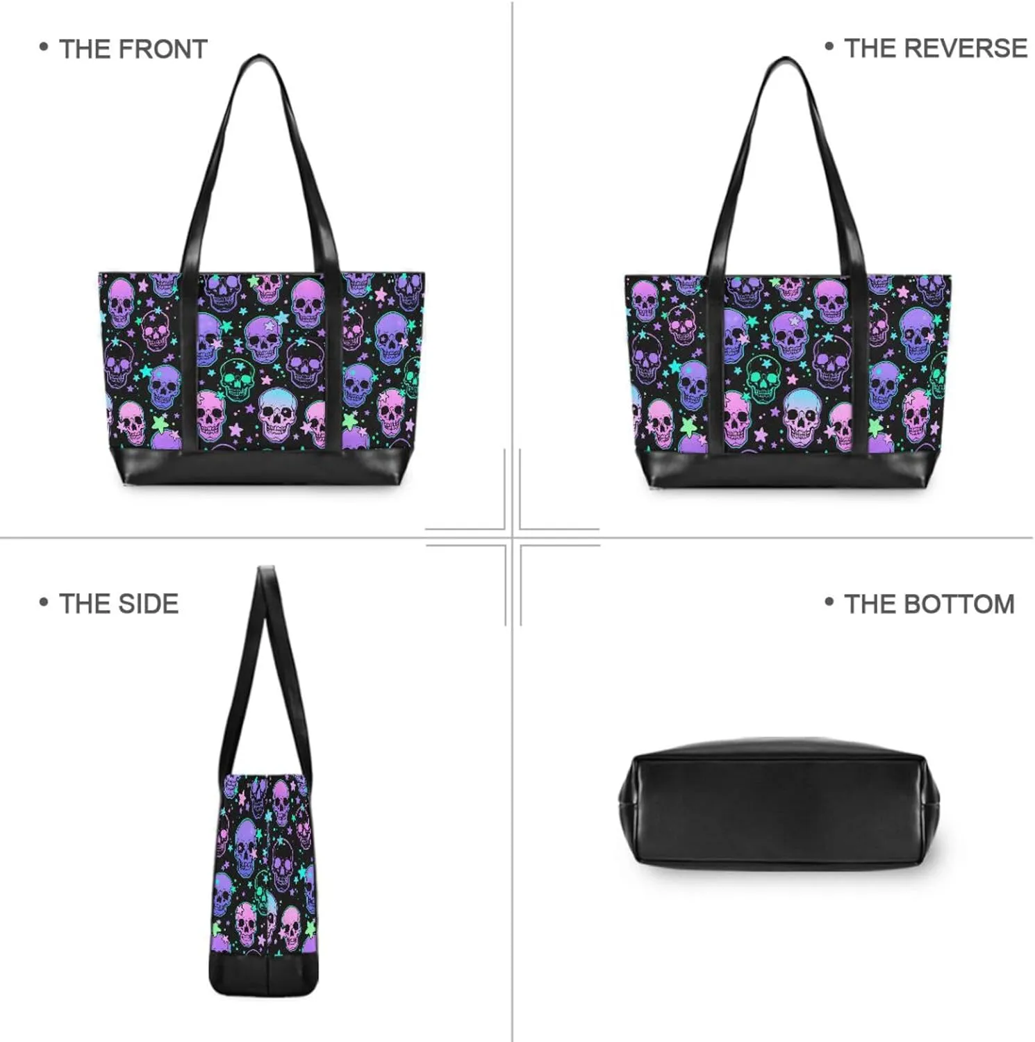 MNSRUU Laptop Bag for Women, Goth Laptop Tote Bag Canvas Laptop Shoulder Bag Large Womens Teacher Handbag