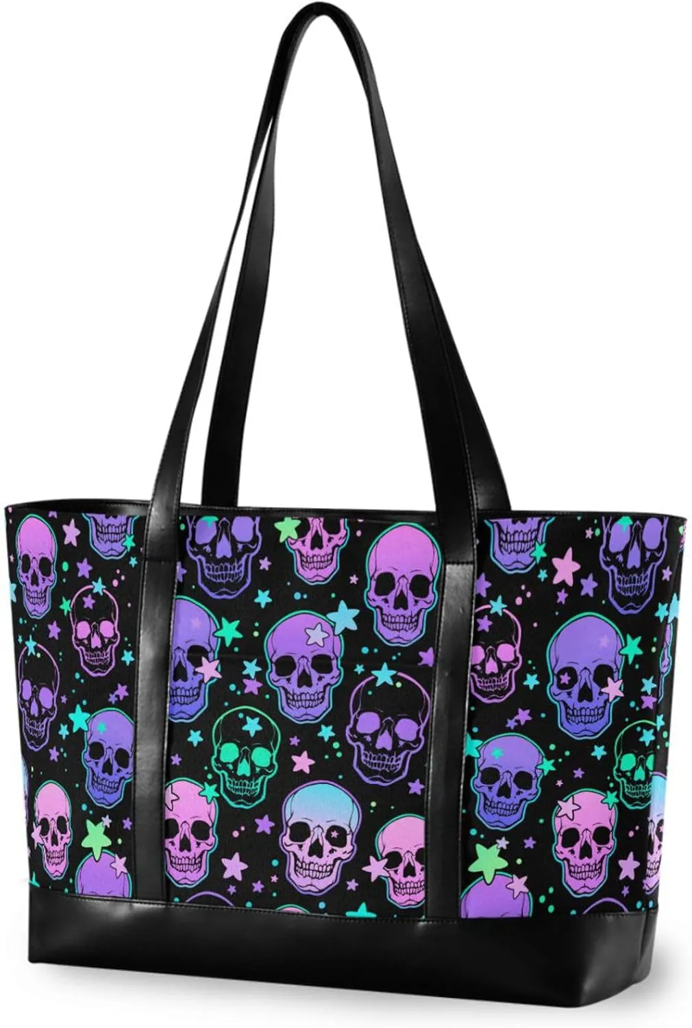 MNSRUU Laptop Bag for Women, Goth Laptop Tote Bag Canvas Laptop Shoulder Bag Large Womens Teacher Handbag