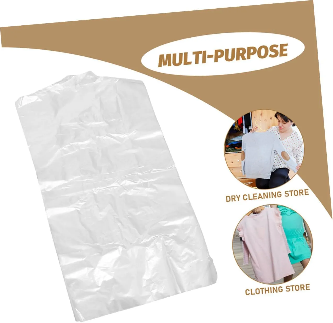 Mobestech Plastic Garment Bags 25pcs Disposable Clothing Storage Hanging Dress Bags Wedding Dress
