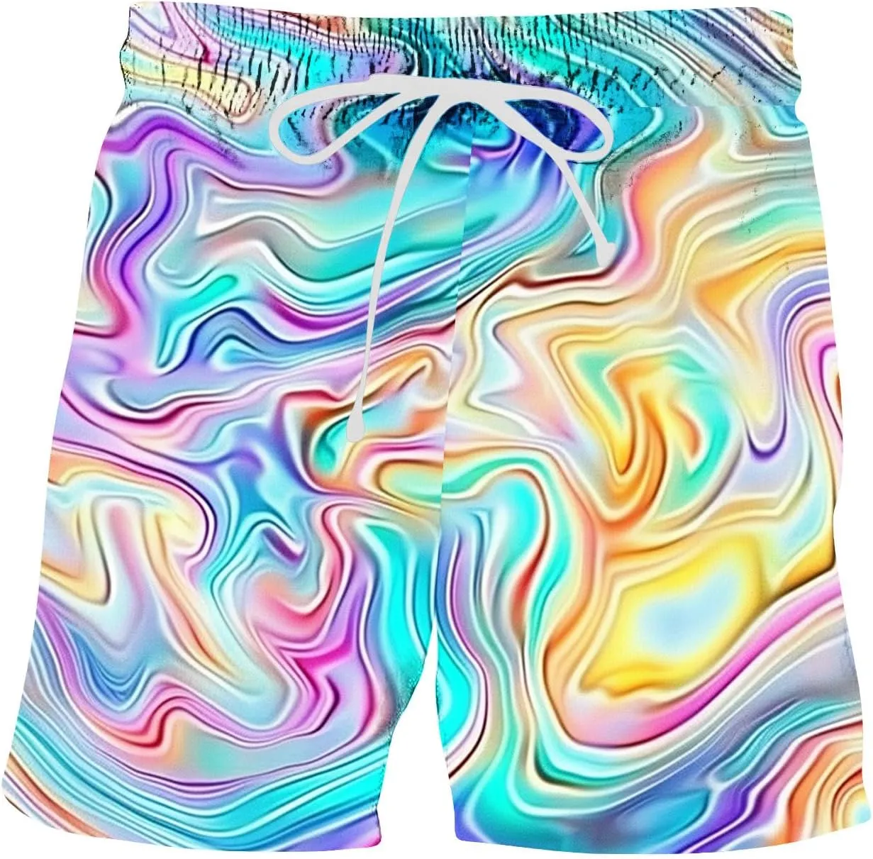 Muscularfit Beach Shorts for Men Fashion Tie Dye Print Shorts Summer Beach Vacation Drawstring Shorts with Pockets