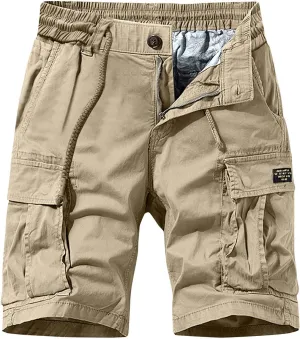 Muscularfit Linen Shorts Men 2023 Regular and Big & Tall Fashion Outdoor Cargo Shorts Summer Drawstring Elastic Waist Shorts