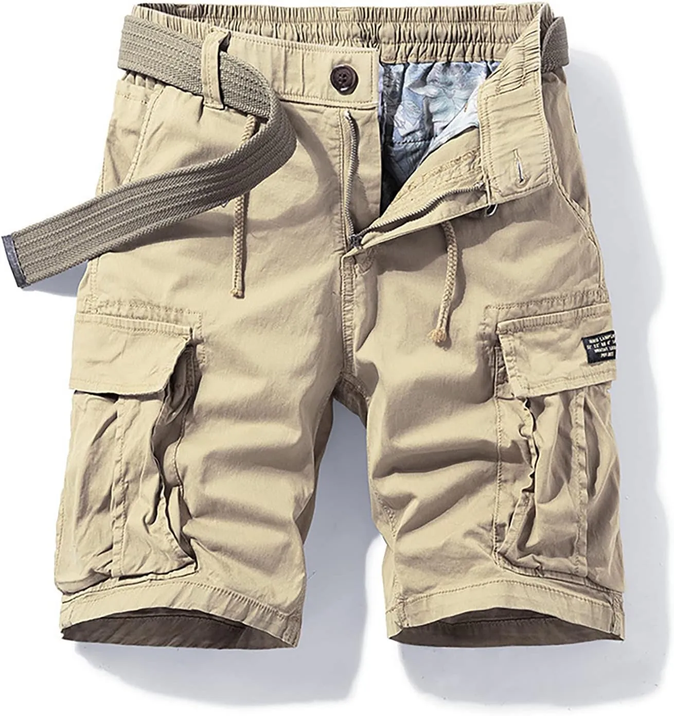 Muscularfit Linen Shorts Men 2023 Regular and Big & Tall Fashion Outdoor Cargo Shorts Summer Drawstring Elastic Waist Shorts
